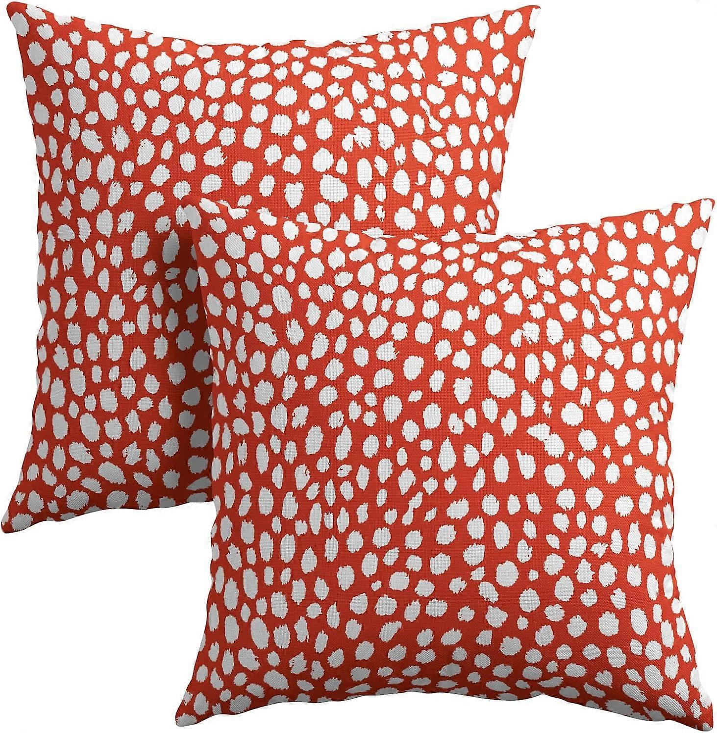 コーラルピンククリームドット枕カバー20x20インチ自由奔放に生きるデザイン水玉スロー枕カバー2つのモダンなトレンディなプリント枕カバーコットンリネンCushio
