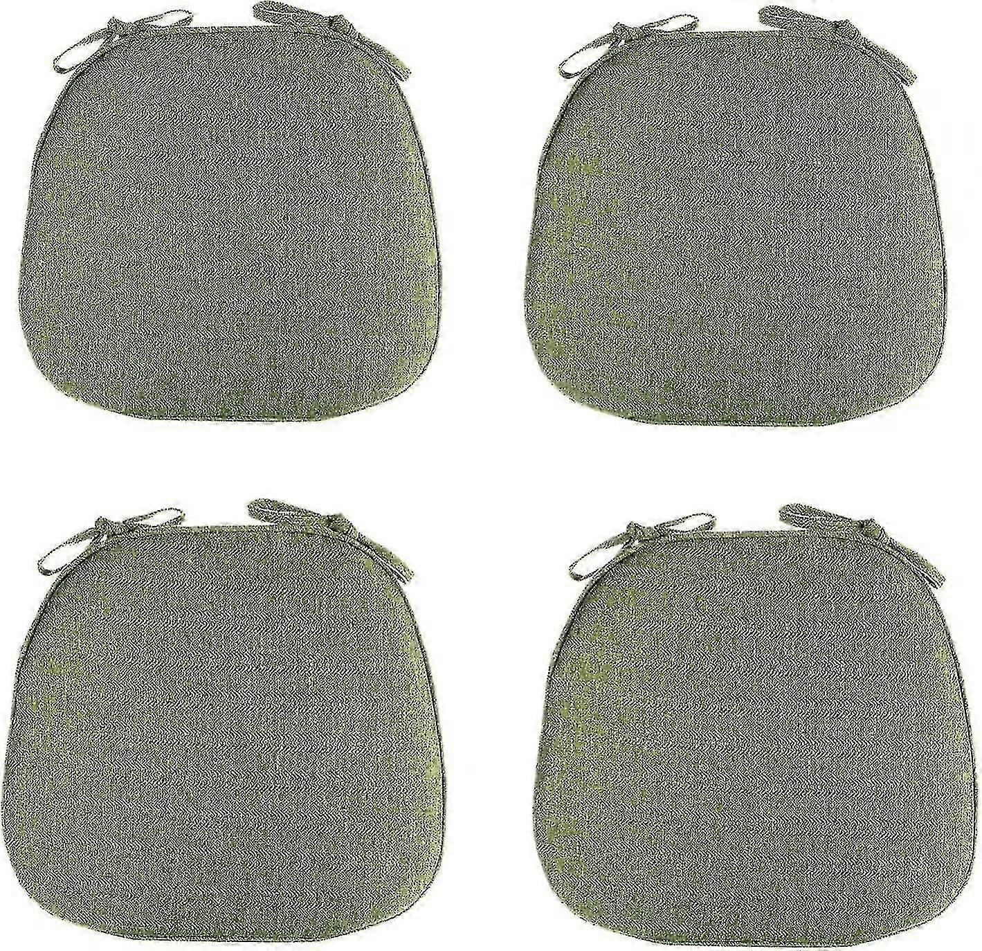 Dining Chair Cushions Set of 4 - Non Slip U-Shaped Seat Pads with Ties, Washable - Green