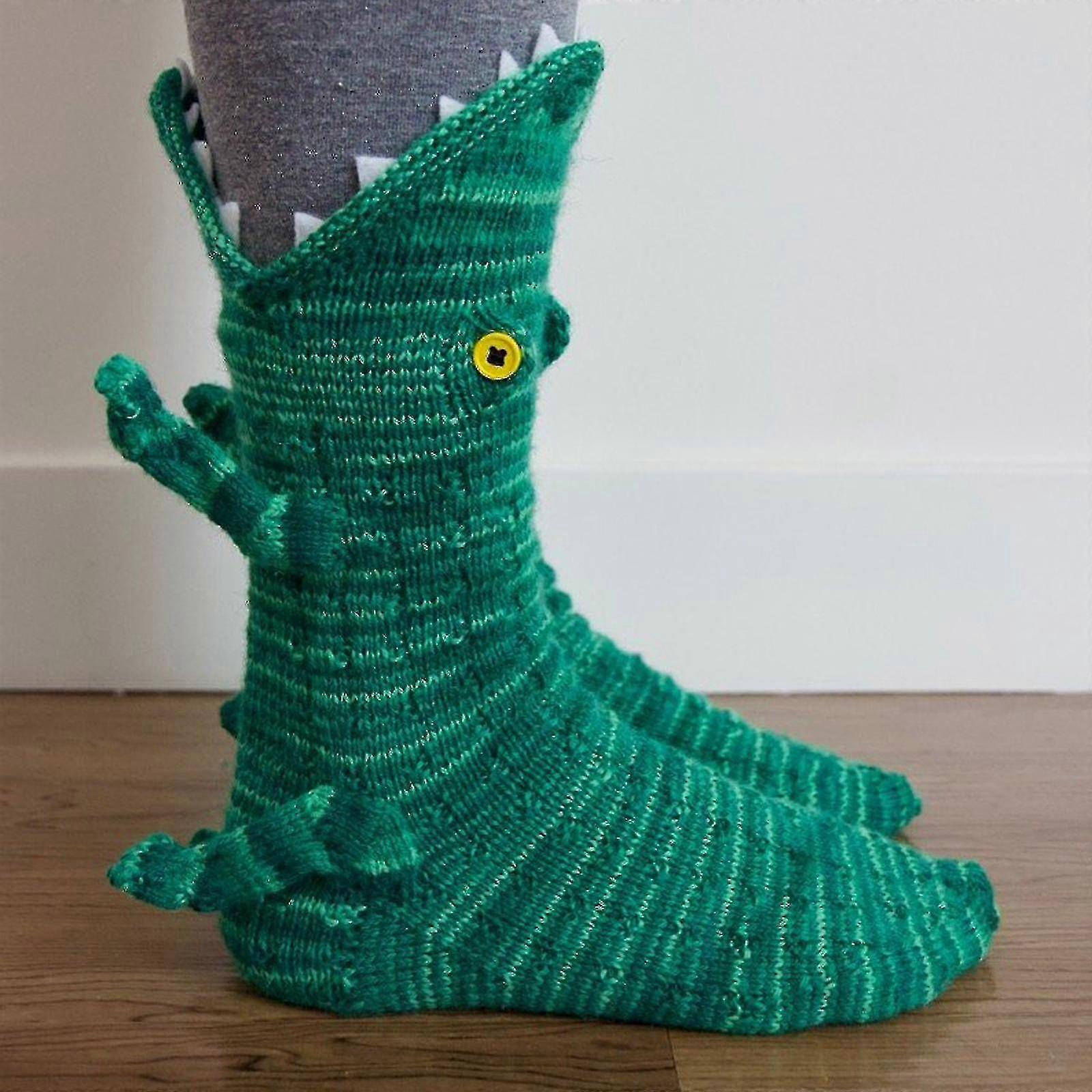 Christmas Knitted Crocodile Socks Knitted Creative Floor Socks