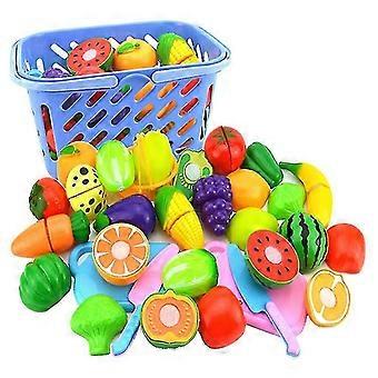 23 Pcs Fruit Toy Set Simulation Kitchen Cut Fruit Toy Set, Play House Set With Storage Basket For Children's Role