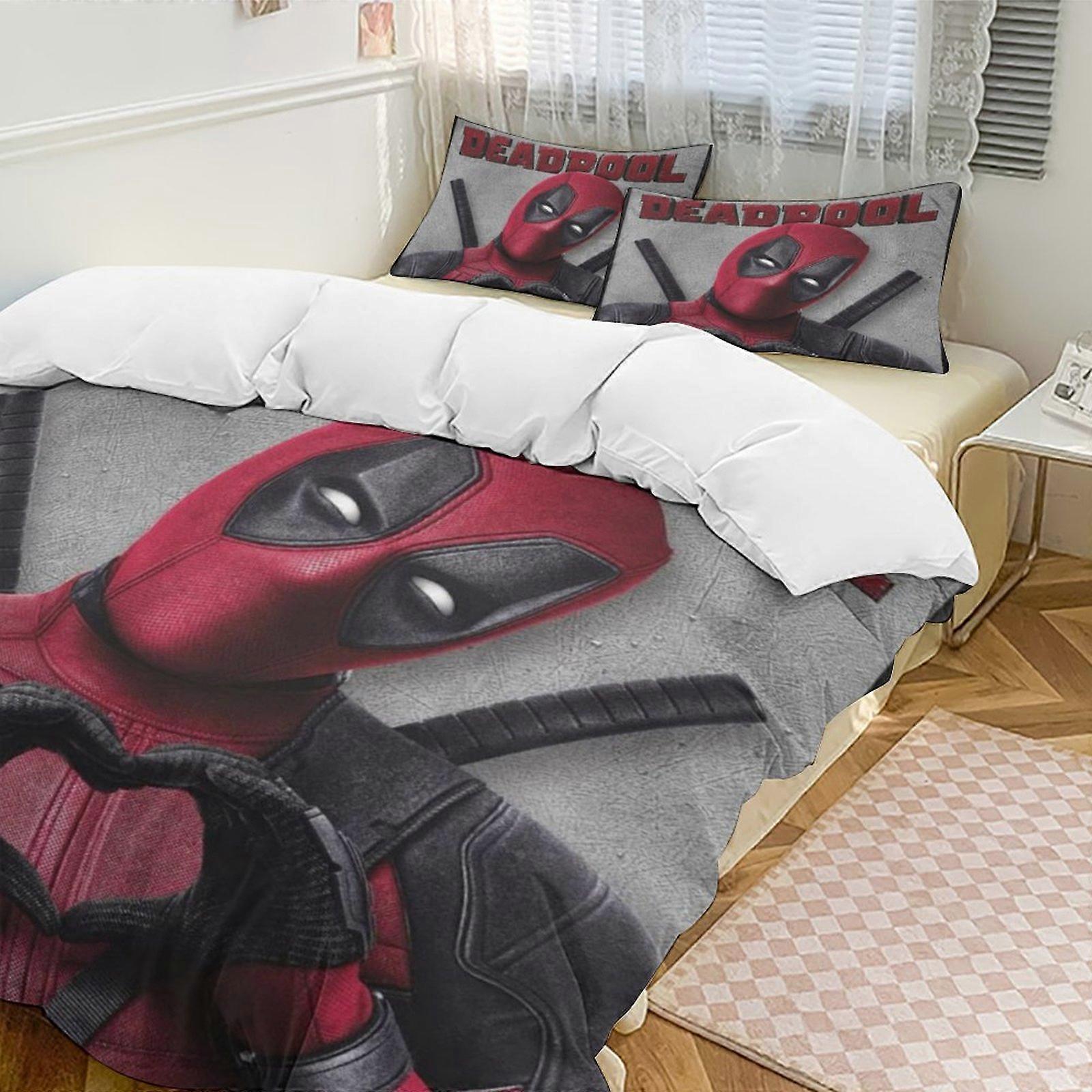 Vuodevaatteet setti Gs140 Deadpool Untuvapussilakana Mikrokuituvuodesetti Kevyt 3-osainen settiKevyt ja mukava SH140
