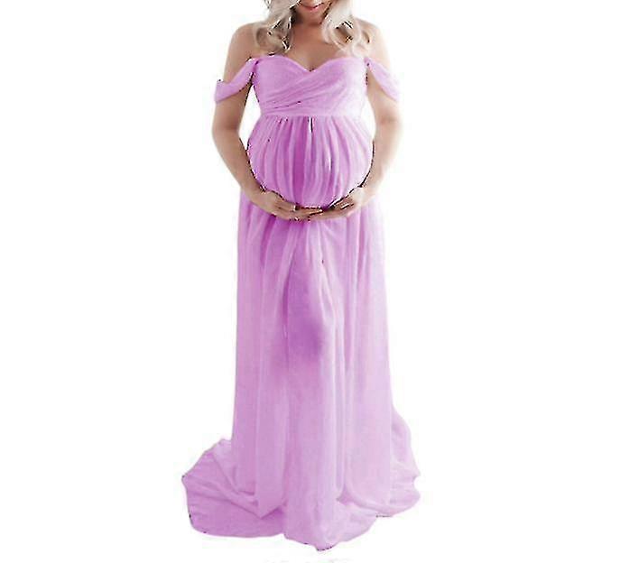 Barsel kjole til Chiffon kjole split front maxi graviditet kjoler