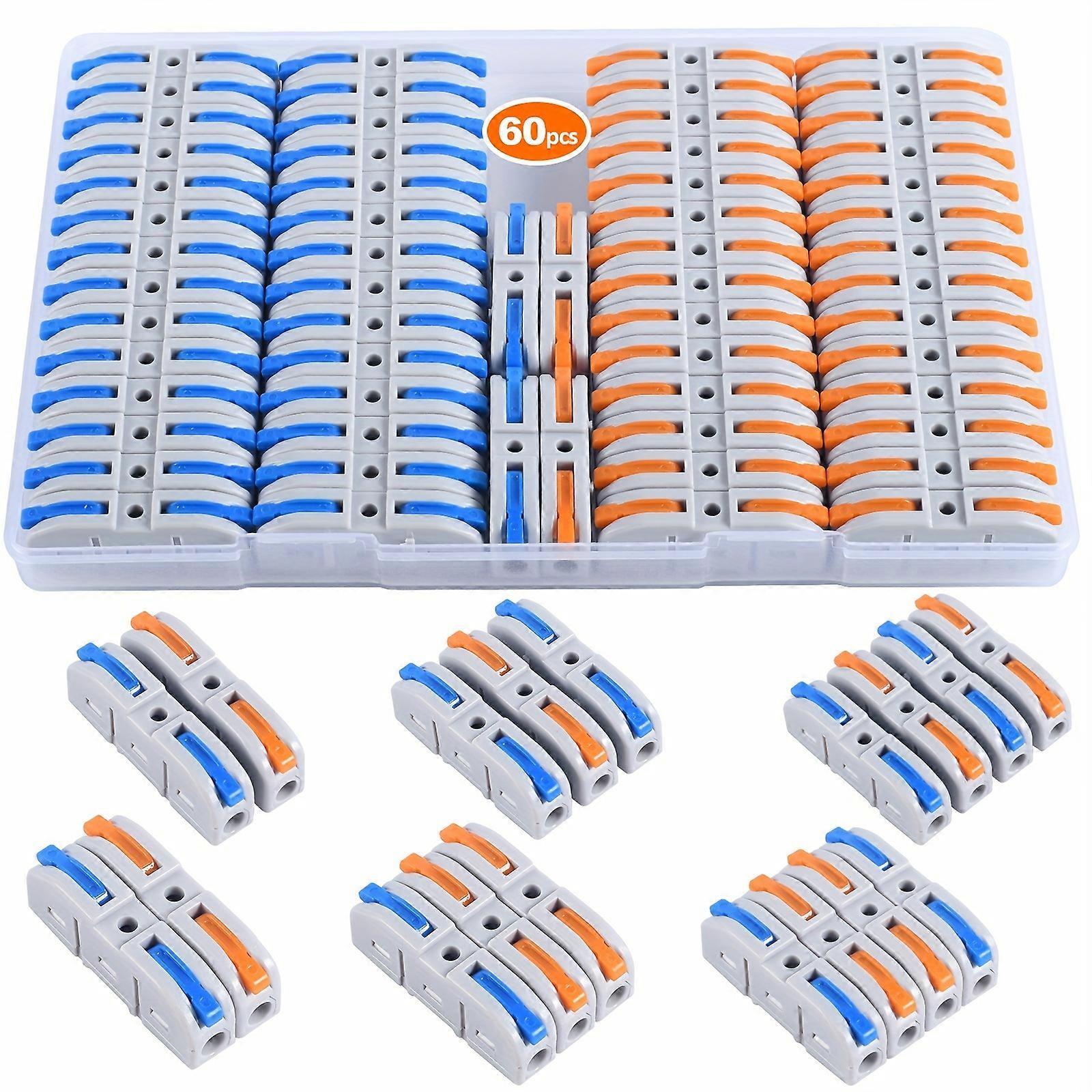10pcs/60pcs Quick Connect Lever Wire Connectors - Splice Electrical Wires with Ease - Push In Compact Butt Terminals for Circuit Inline 28-12 AWG 1 In