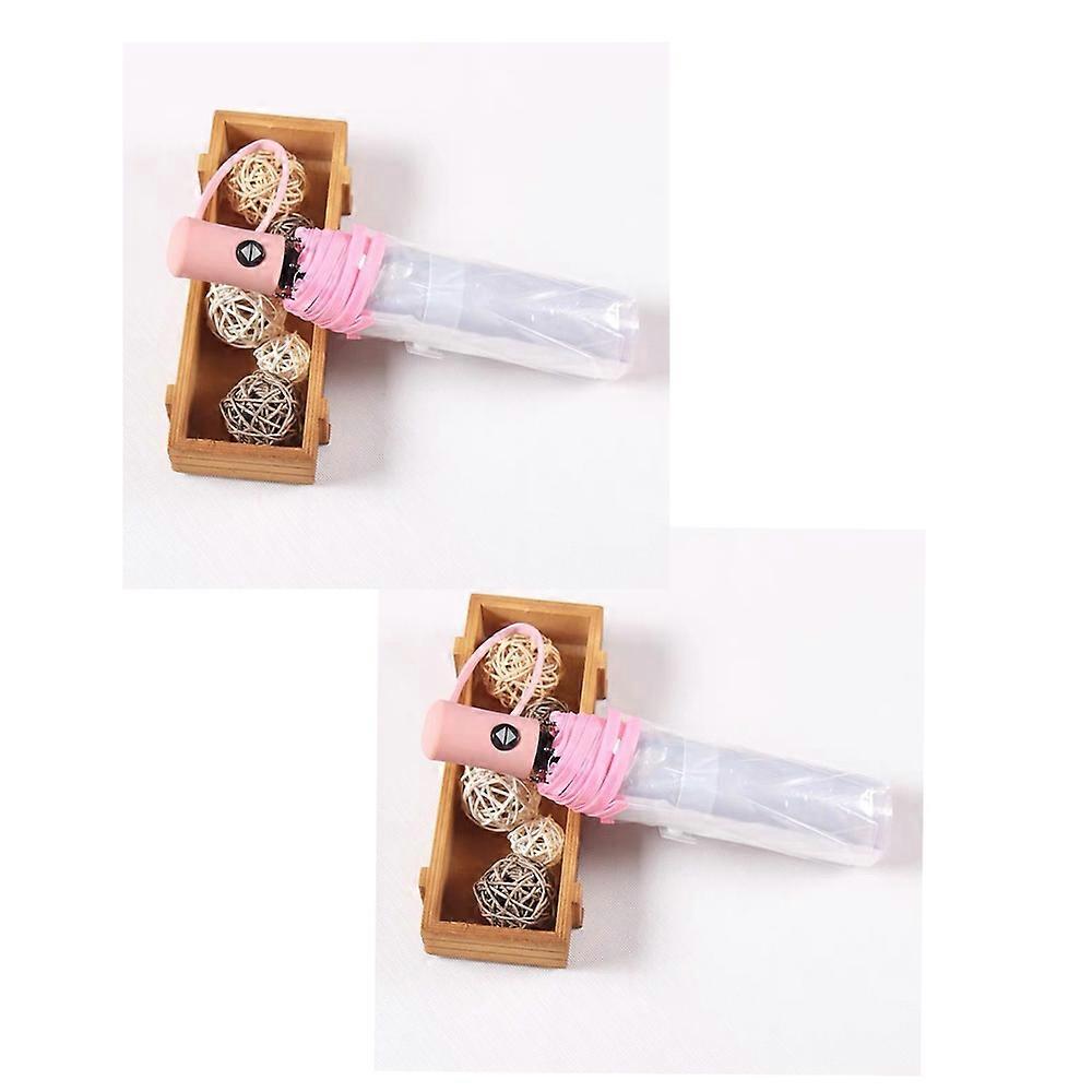 (Fully automatic transparent powder handle)Two Automatic Folding Umbrella, High Quality Compact Strength Umbrella