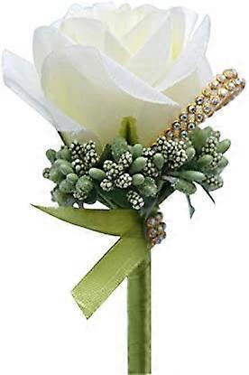 2件套婚礼胸花人造花新郎伴郎胸花婚礼舞会家居皇家牛奶白色