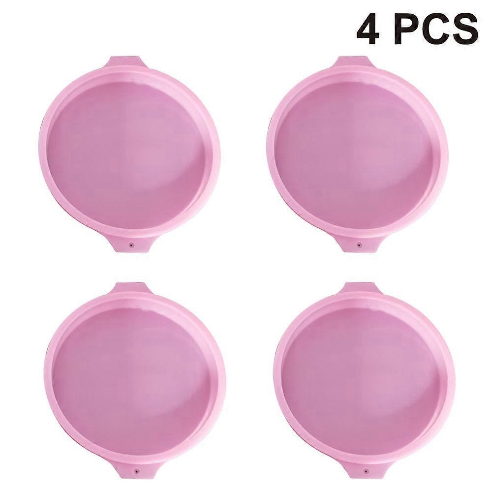 4ピースセット8インチケーキパンラウンドシリコンケーキモールドベーキング、ケーキパンライナー、BPAフリー、クリスマスケーキベーキング用ノンスティックシリコン耐熱皿