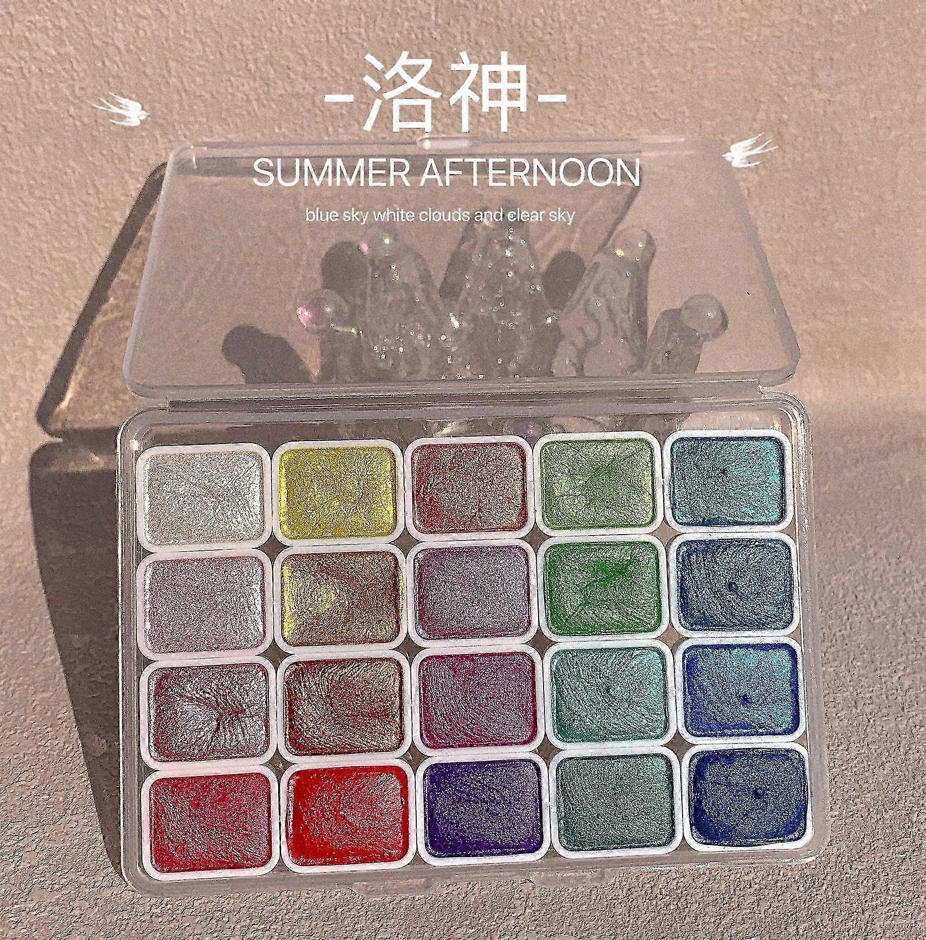 20 لونا مجموعة طلاء بالألوان المائية ، طلاء ألوان مائية متعدد ، دهانات معدنية