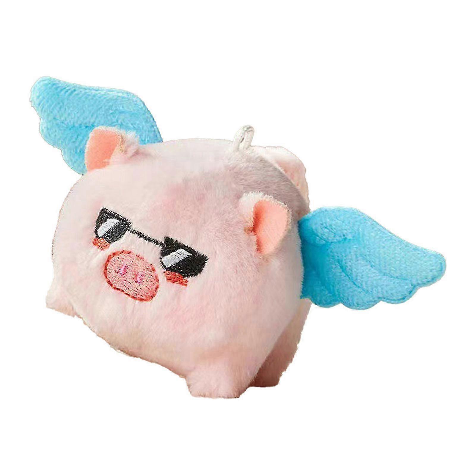 Flying Pig Plush Toy for Kids Soft PP Cotton Stuffed Animal with Shaking Tail Ideal for Bags and Wallets Blue