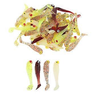 hochwertige Scsyv 50pcs Soft Bait Silikon Flat Tail Simulierte Aktionen Flexibler Angeln Soft Lure für Bass 5cm