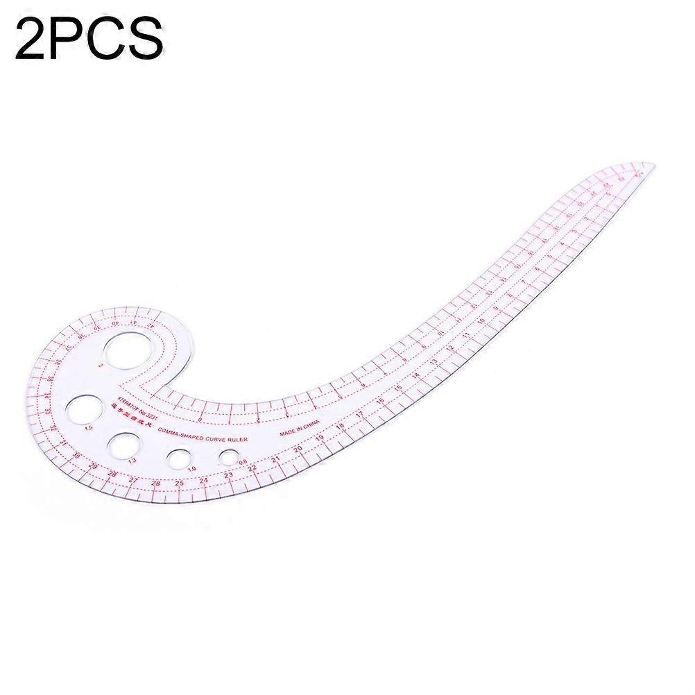 2 PCS Long Comma Shaped Plastic Transparent Curve Ruler