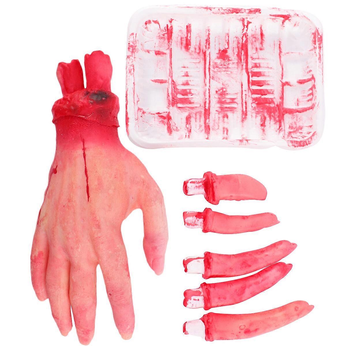 6pcs in 1 Set Scary Halloween Organ Fast Food Box Realistic Body Part Heart Eyeball Shape Decoration Tool Atmosphere Layout Decoration Props (1pc Palm