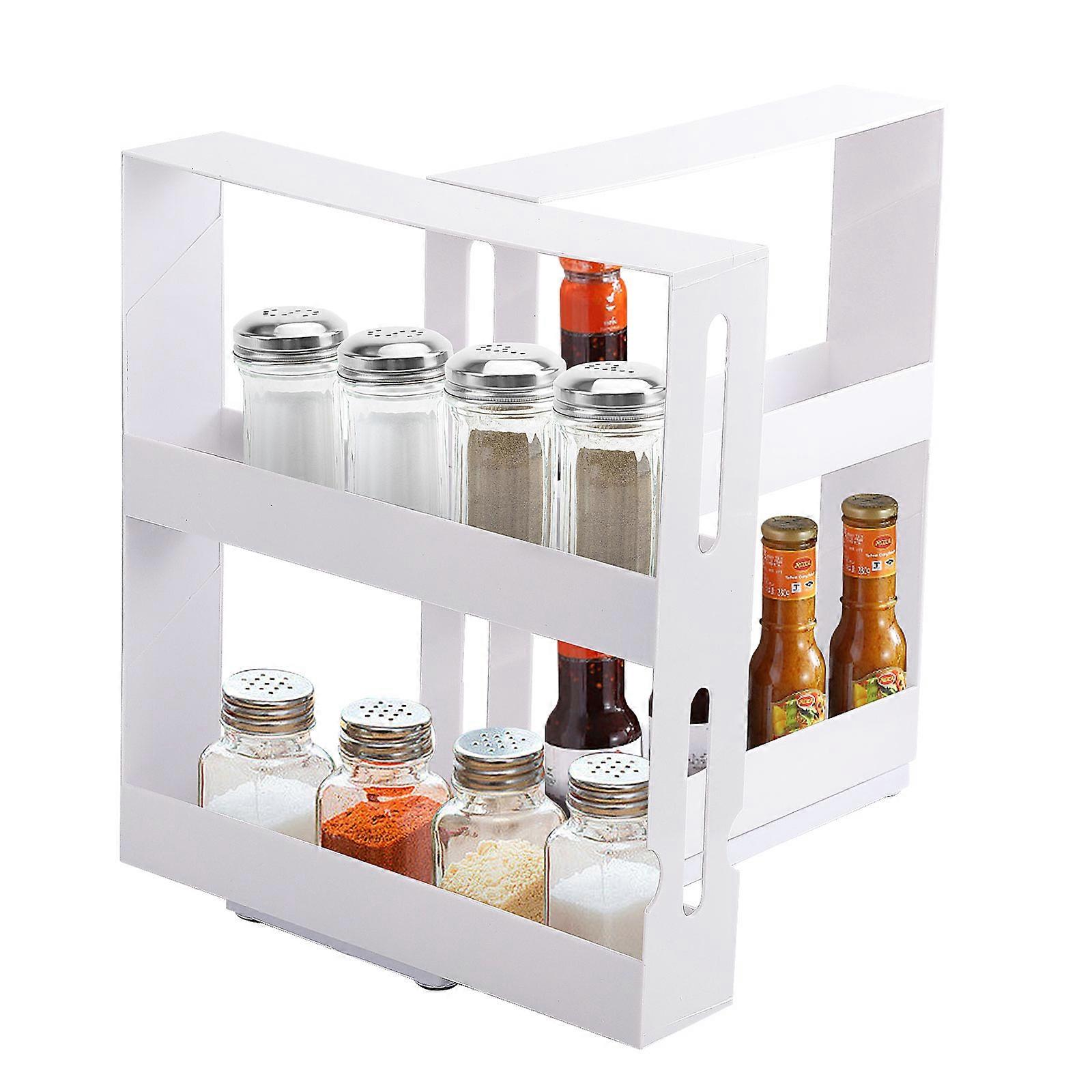 Multifunctional Delicate Spice Rack Double Storage Food Rack Rotating Spice Storage Shelf
