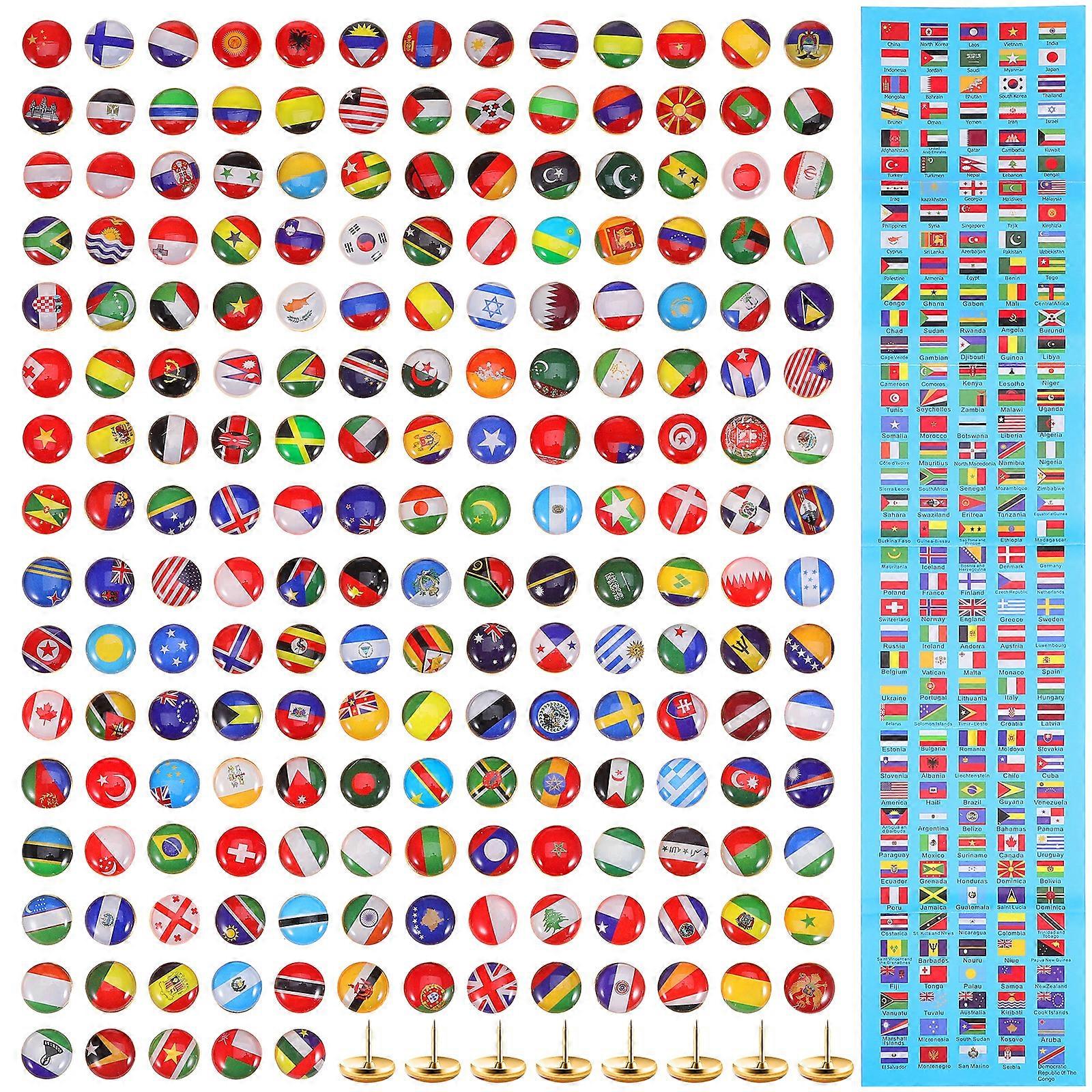 200 Pcs Flag Pins Creative Push Pins Thumb Tacks Creative Thumb Tacks Country Map Push Pins Map Thumbtacks