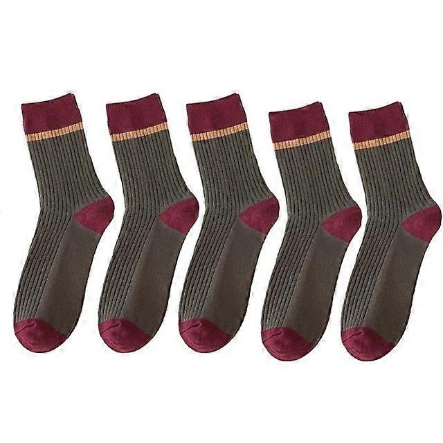 5ペア男性'sソックス冬厚い暖かいウールソックスカジュアル高品質の男性's カシミヤソックス-カラー H,EUR サイズ 39-45