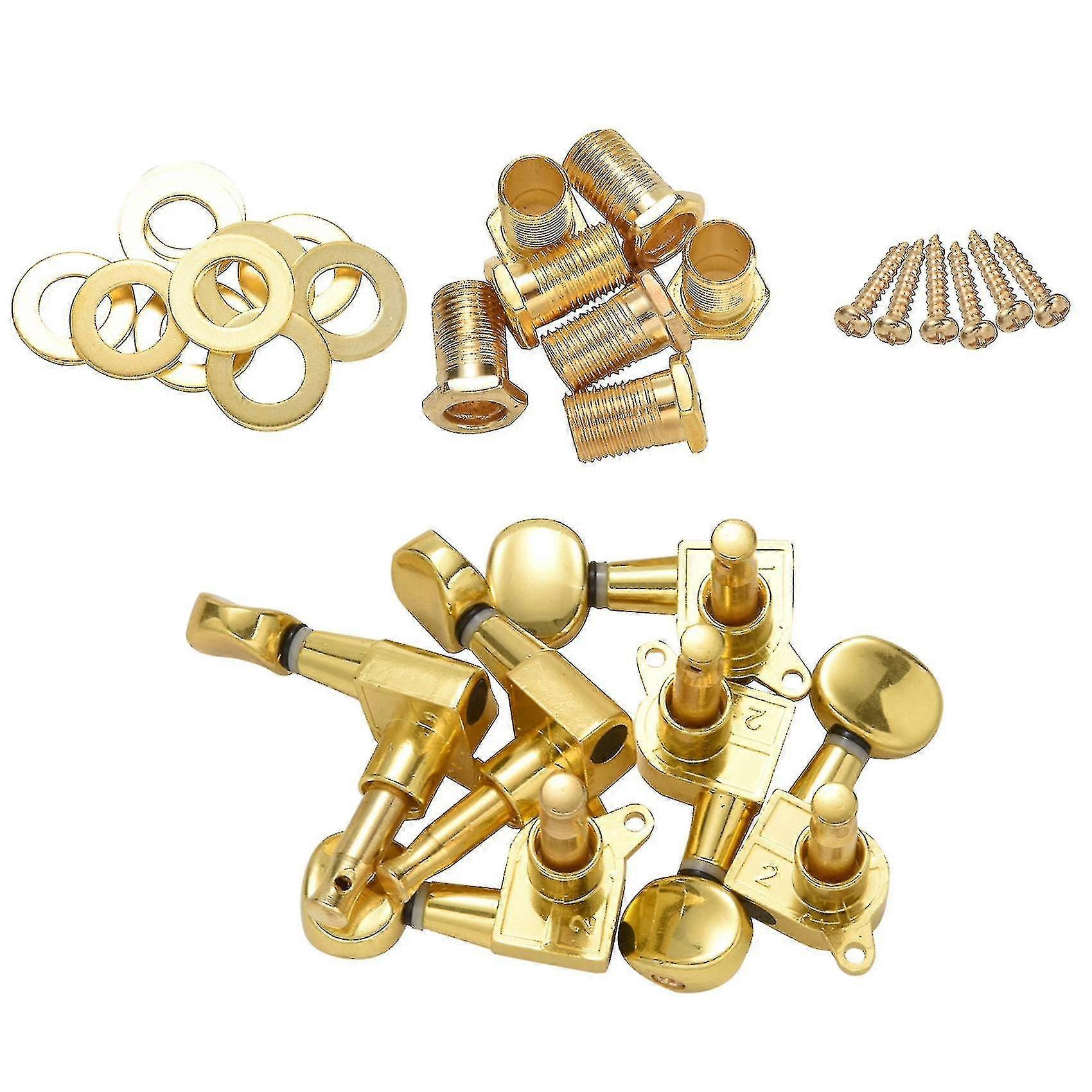 Swhyv 6 Pieces Tuning Key Pegs/machine Head Knobs Zinc Alloy Metal(gold)