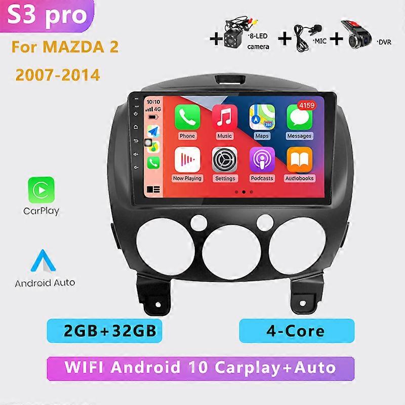 4GB + 64GB Car Radio Android Multimedia Player GPS navigation Carplay 2 Din No DVD for MAZDA 2 Mazda 2 2007 2008 2009 - 2014