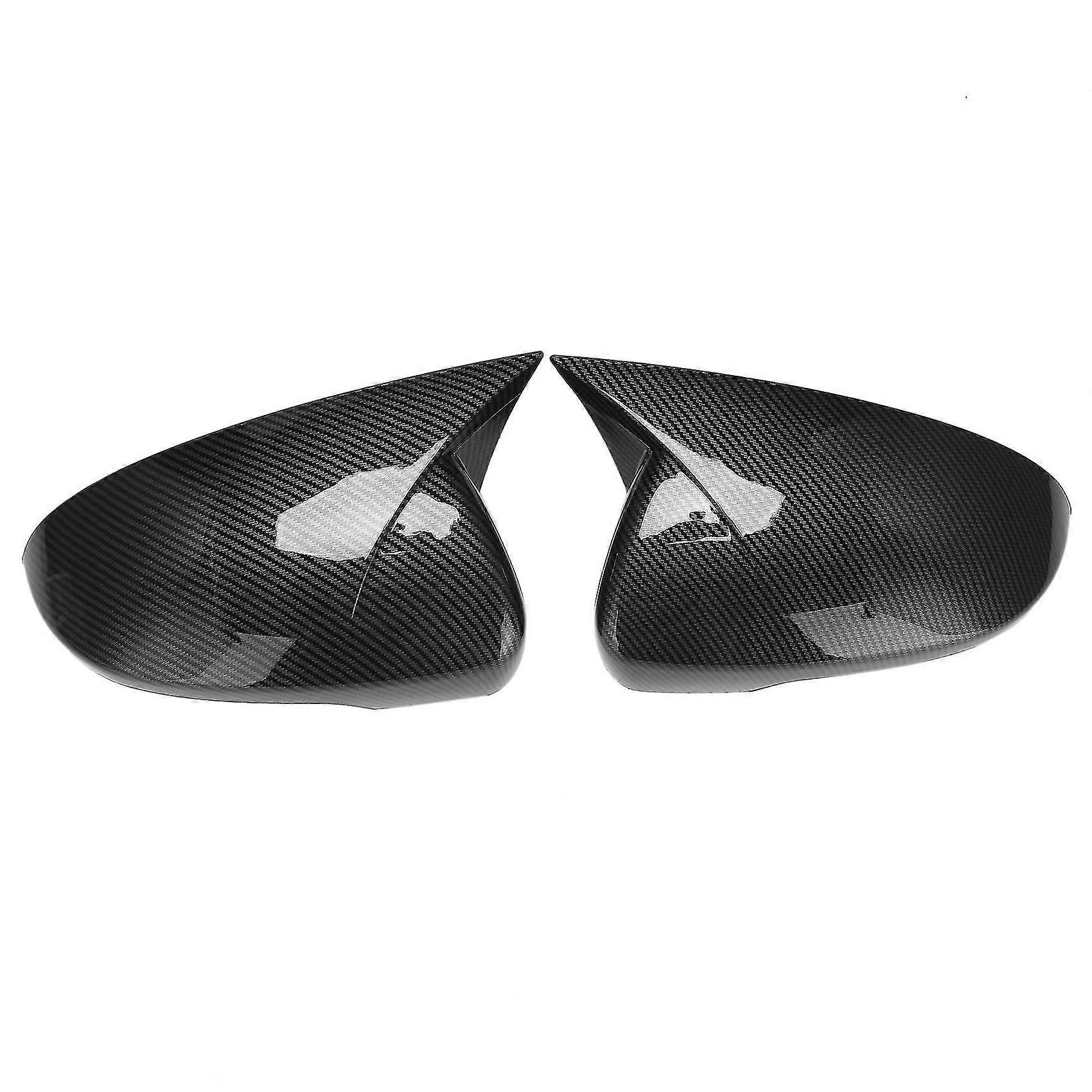 Car Carbon Fiber Ox Horn Rearview Side Glass Mirror Cover Trim Frame Side Mirror Caps For 2015-2020