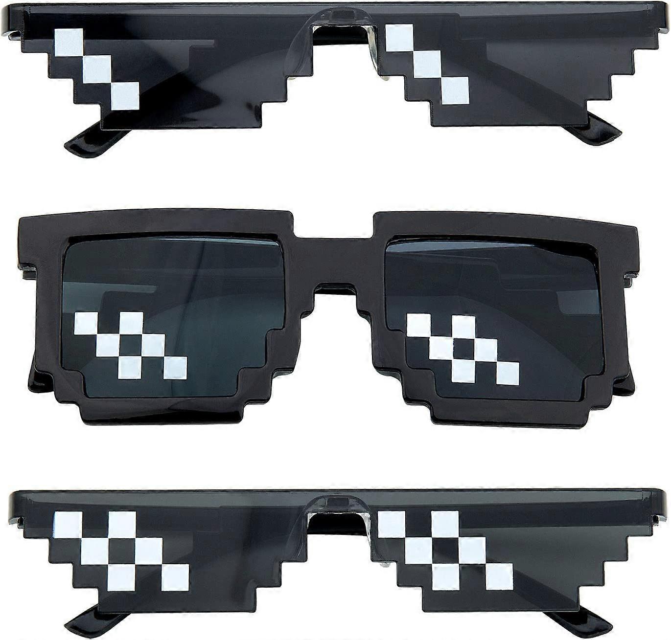 [3-Pack] Mosaic Glasses, Pixelated Sunglasses