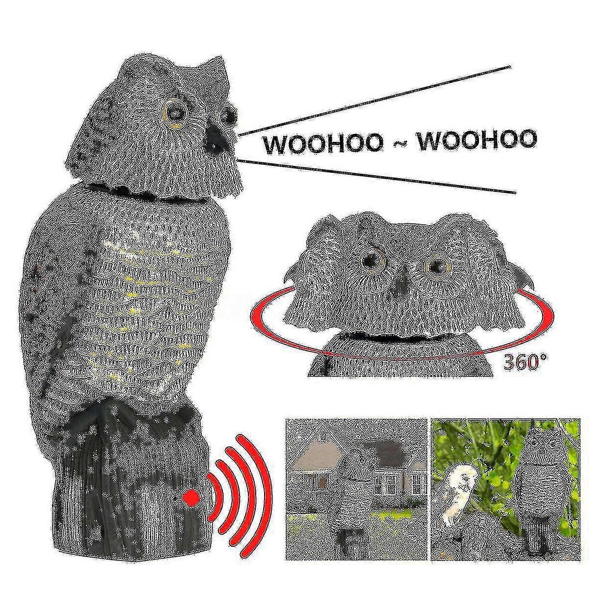 Alg Realistic Birdcage Plastic Owl Scarecrow With Rotating Head And Sound