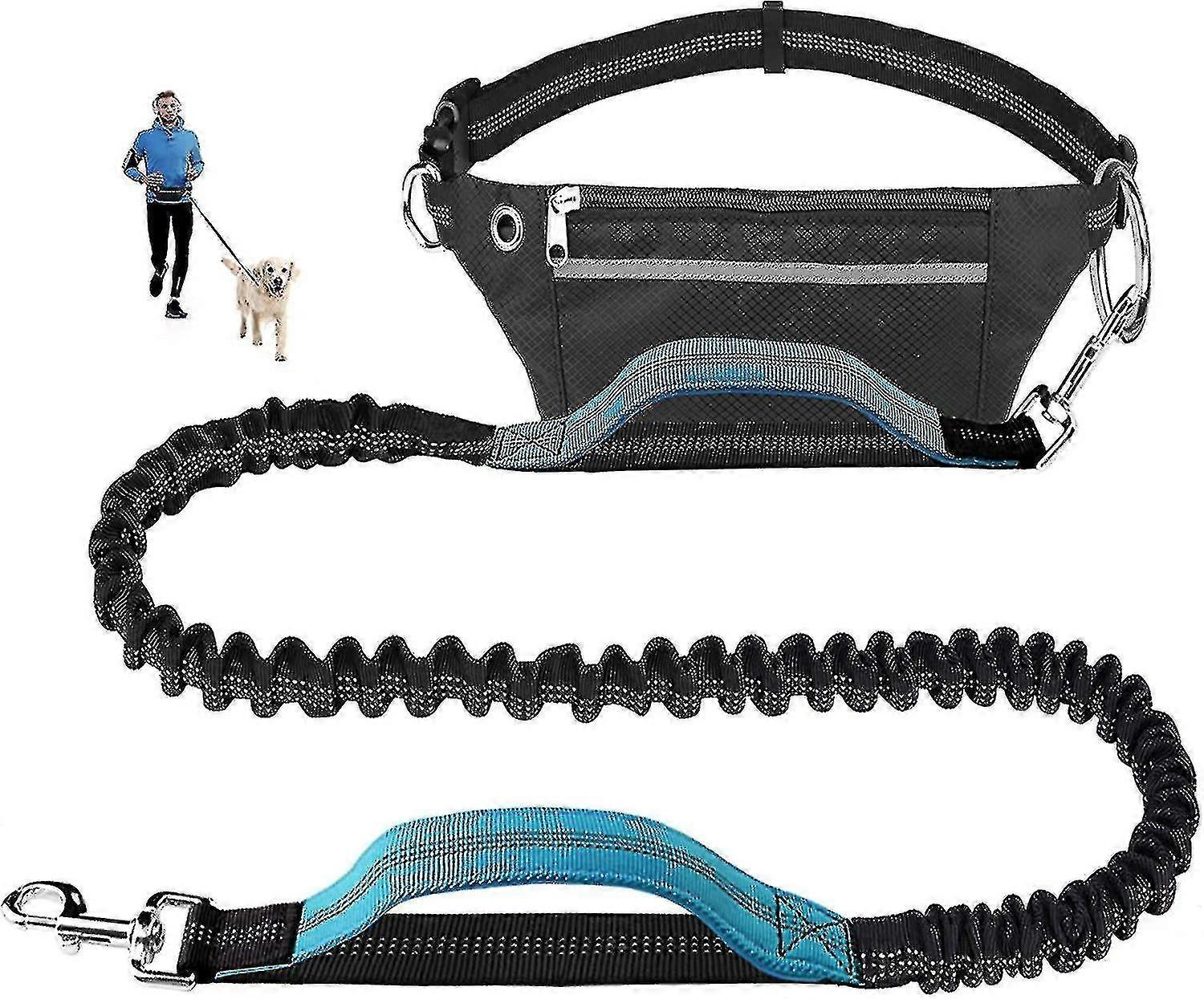 Running, Jogging, Hiking, Retractable Bungee Dog Leash, Adjustable Hip Belt