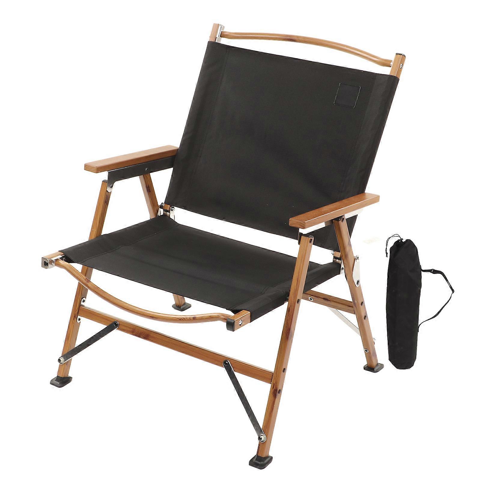 Přenosná skládací židle s madlem Ultra lehká zahradní židle pro turistiku Plážový rybolov Černá