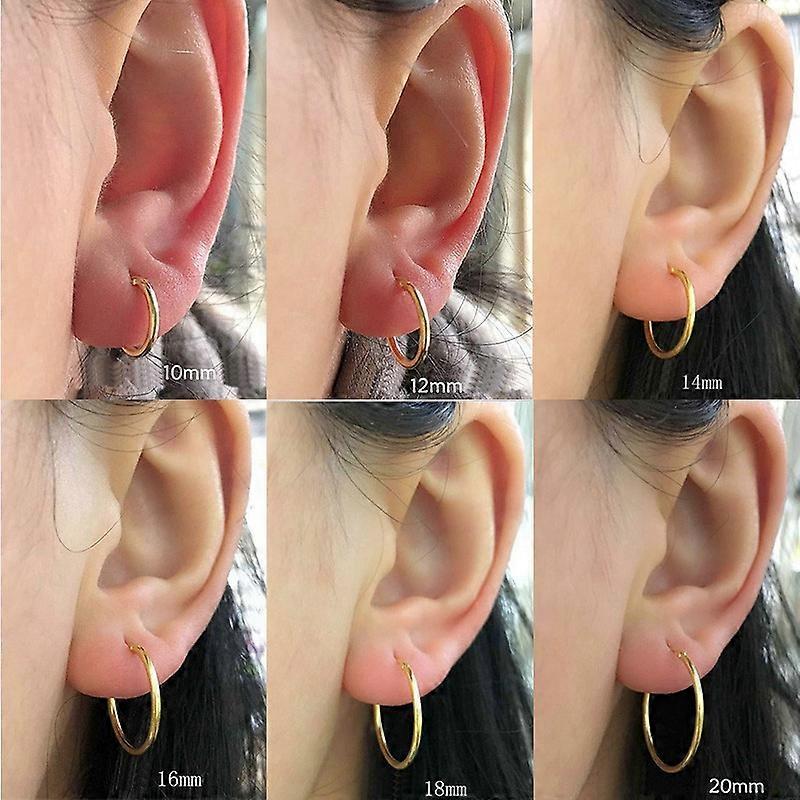 Orecchini A Cerchio In Argento 8mm - Delicati E Lucidi In Acciaio Chirurgico, Unisex Per Donna E Uomo, Ideali Per Piercing Lobo, Tragus E Labbro - 2