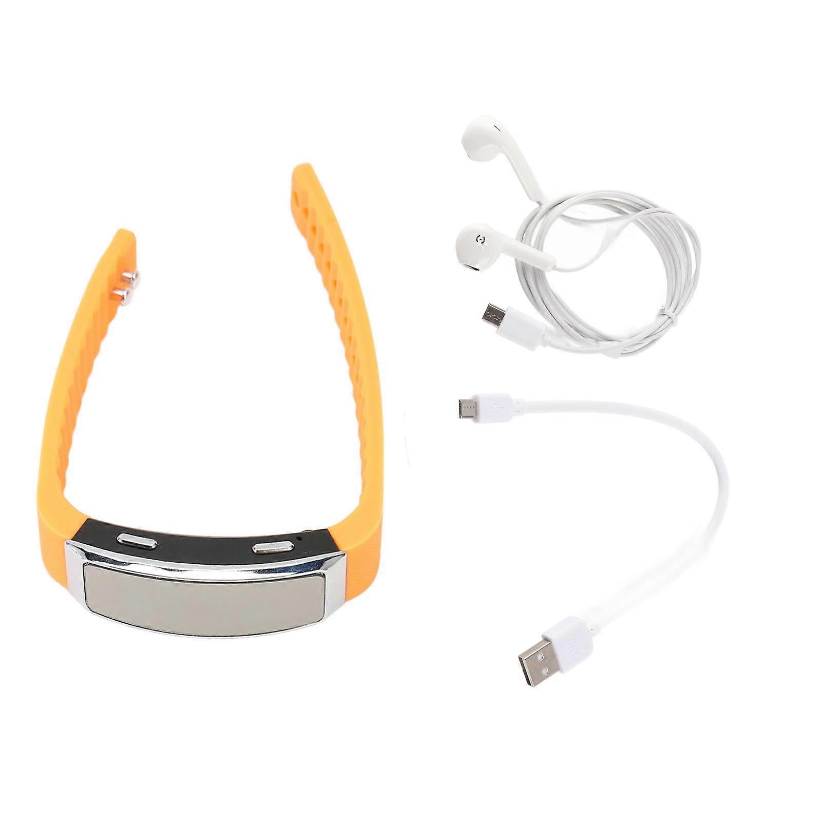 Recorder Watch HD Noise Reduction Voice Activated Rechargeable Music Player Recorder Wristband for Class Meeting Orange 32GB
