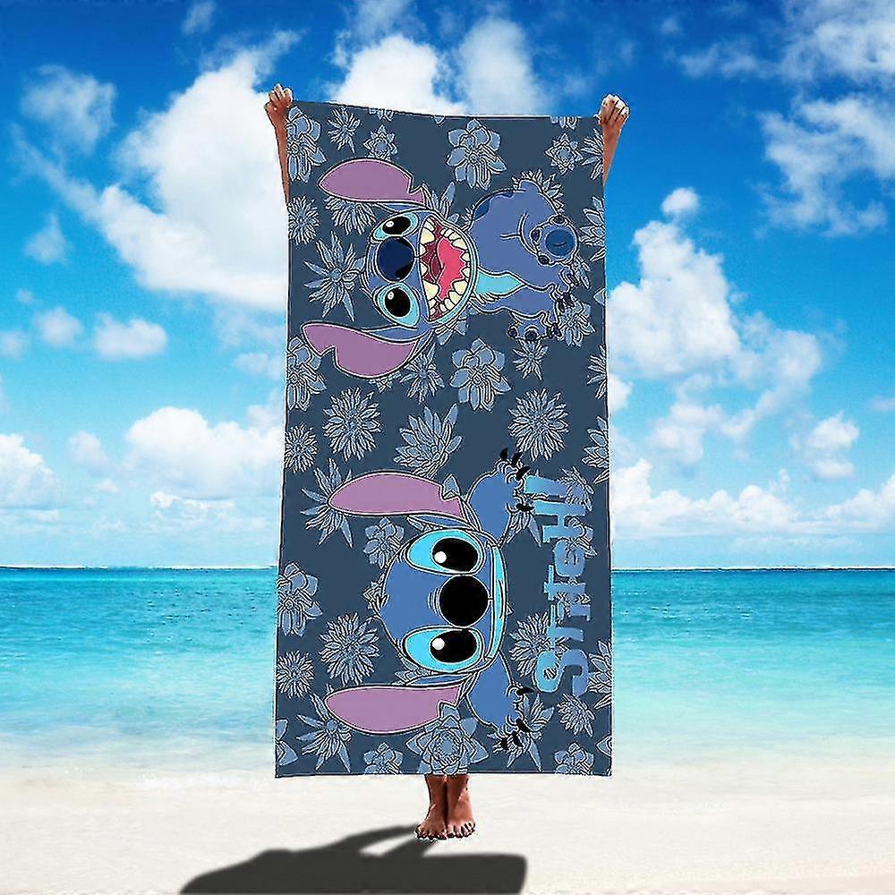 2023 1pc 75x150cm Disney Lilo & Stitch Beach Towel Soft Absorbent Bath Towel Children Boys Girls Pool Party Gift Microfiber Bath Towe