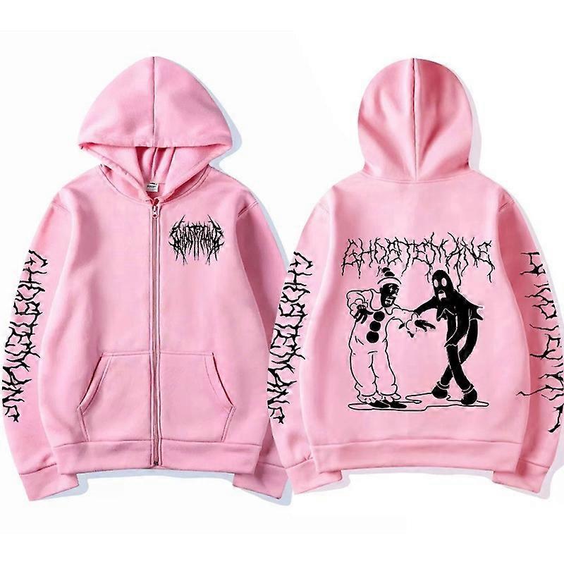 Moletom com Capuz com Zíper Ghostemane Limitado com Estampa Gráfica Moletom com Capuz e Camisa Top