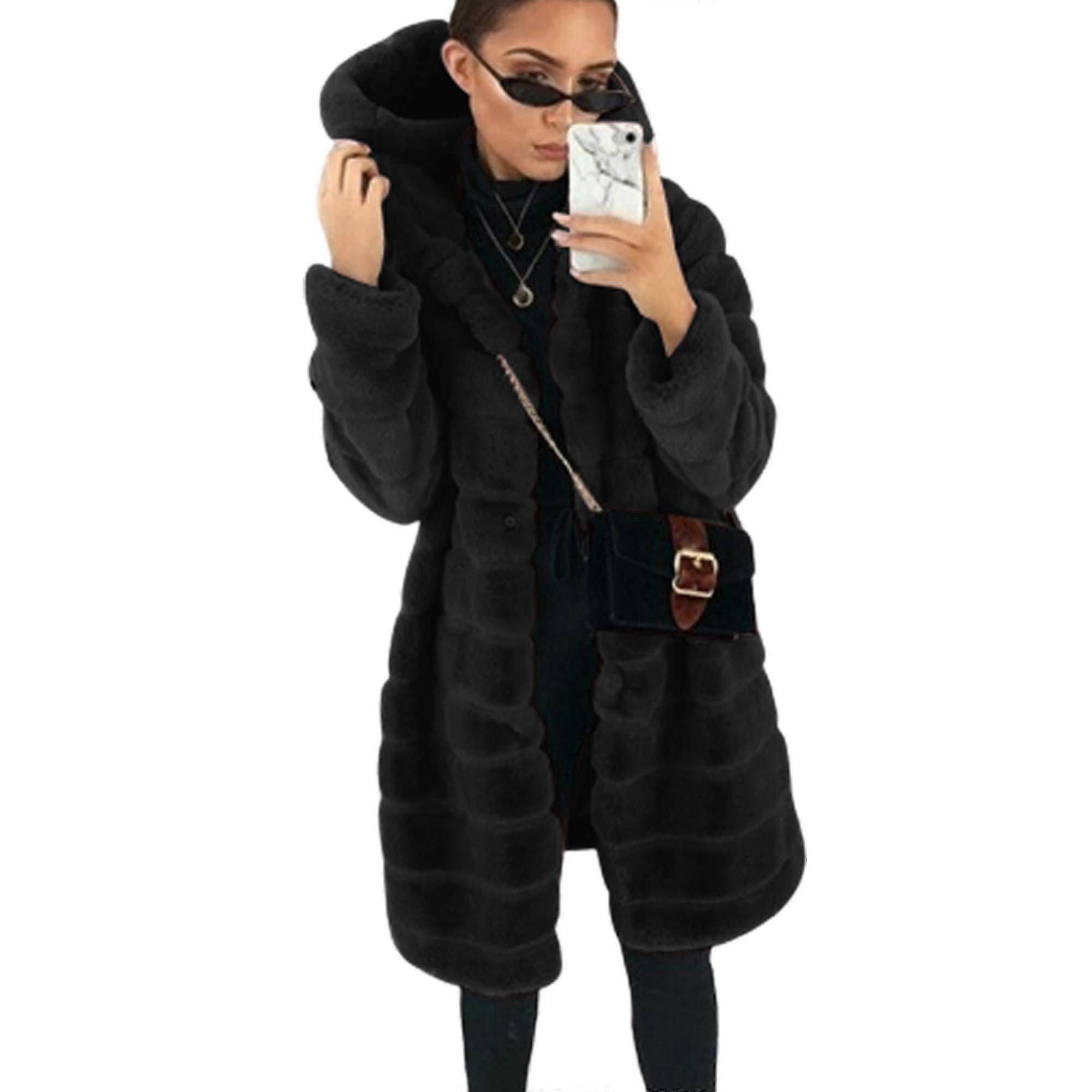 Faux Fur Hooded Jacket Mink Velvet Coat Fuzzy Jacket Faux Mink Fur Warm Coat