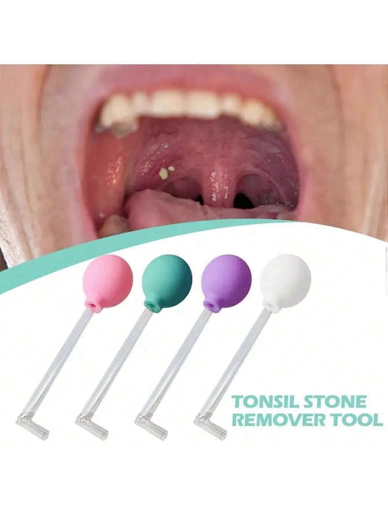 1 Set Tonsil Stone Remover Tool Kit, Includes PVC Suction Ball, Oral Hygiene Suction, Cupping Tool, Rubber Tip Gum Stimulator