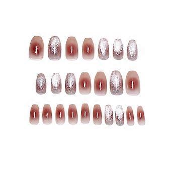 Blush Glitter Decor Long Fake Nail Ultra-flexible Longue Durée Faux Ongles