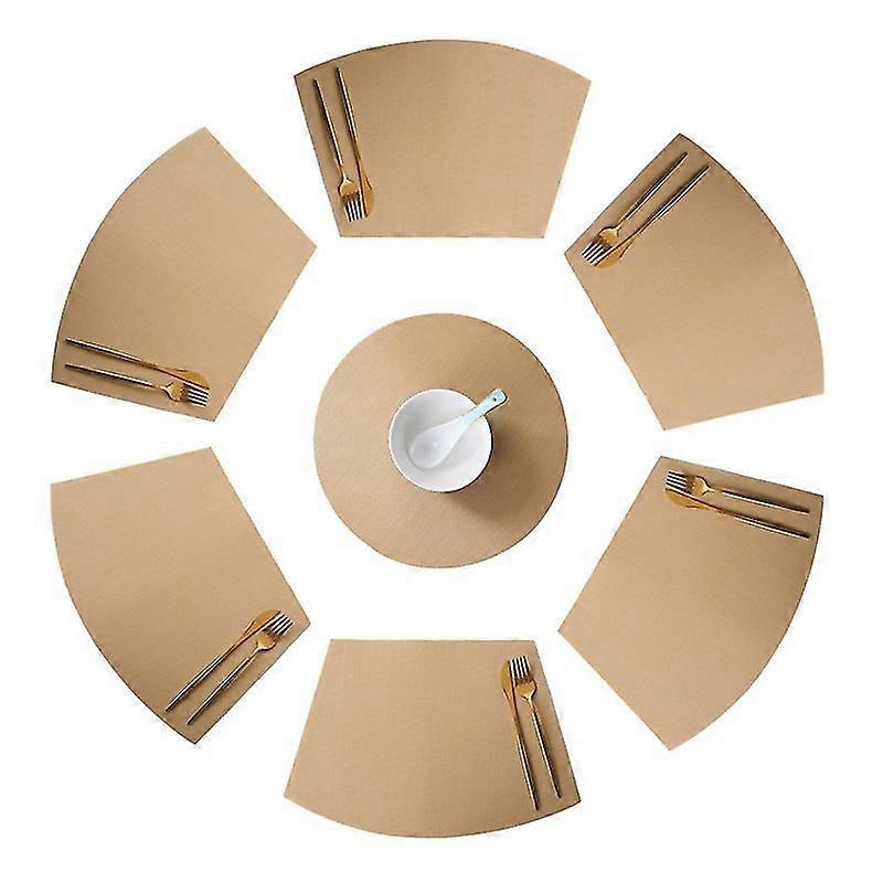 Round Table Placemats Set Of 7 Wedge Placemat With Centerpiece Round Mat Heat Resistant Table Mats Washable