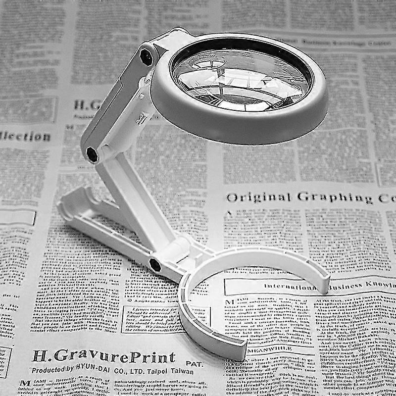 1pc Reading Magnifier, Illuminated Magnifying Glass With Led Light, 5x 11x Table Magnifier With Foldable Stand