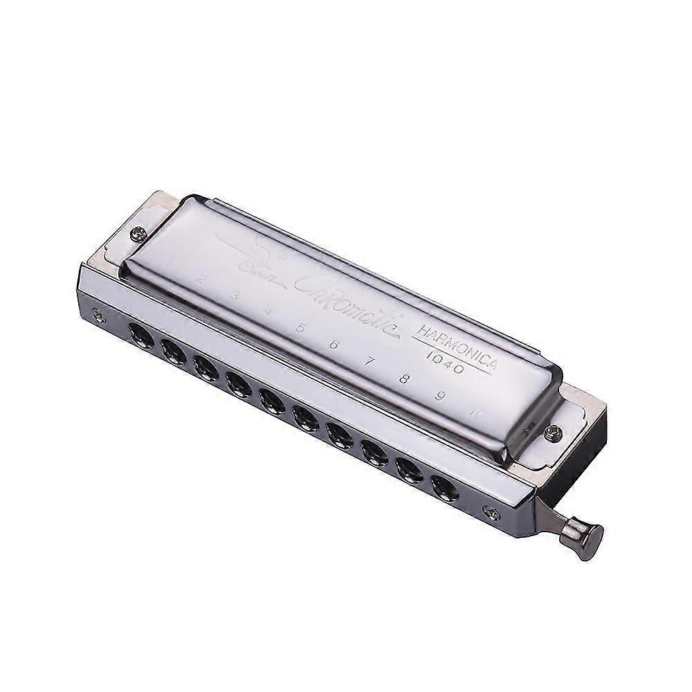 Chromatic Harmonica 10 Holes 40 Tones Key Of C Silver