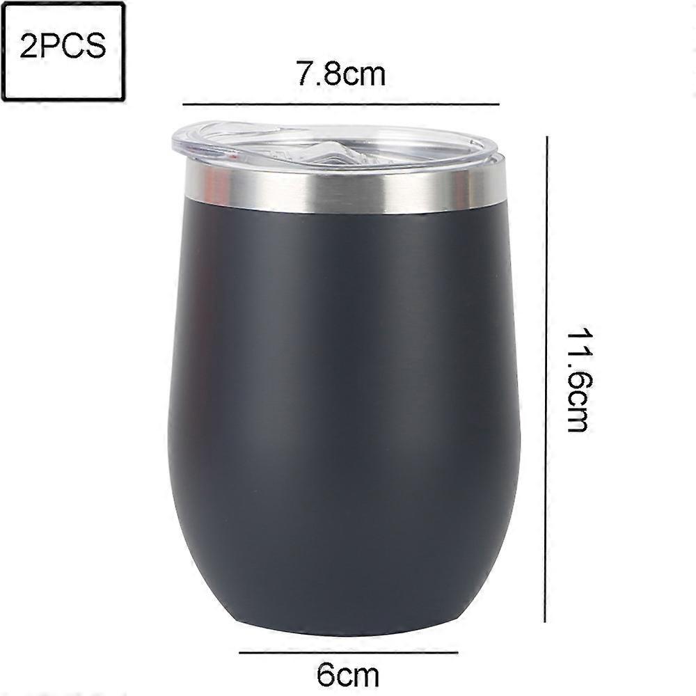 2pcs Red Wine Mug - Matte Black with Rims