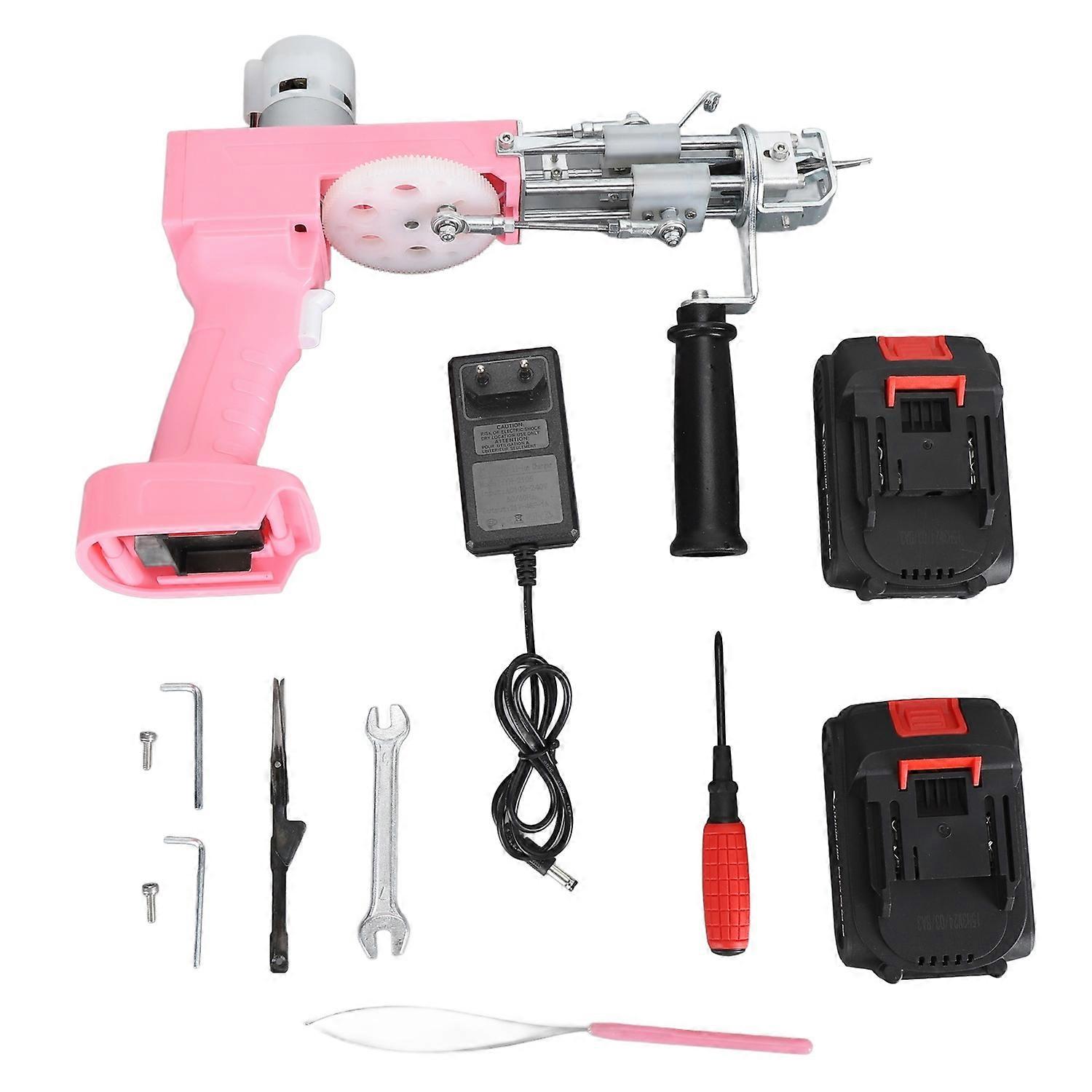 Rug Tufting Gun Set 2 in 1 Multifunctional Cordless Electric Rug Gun Machine Kit 100‑240V EU Plug
