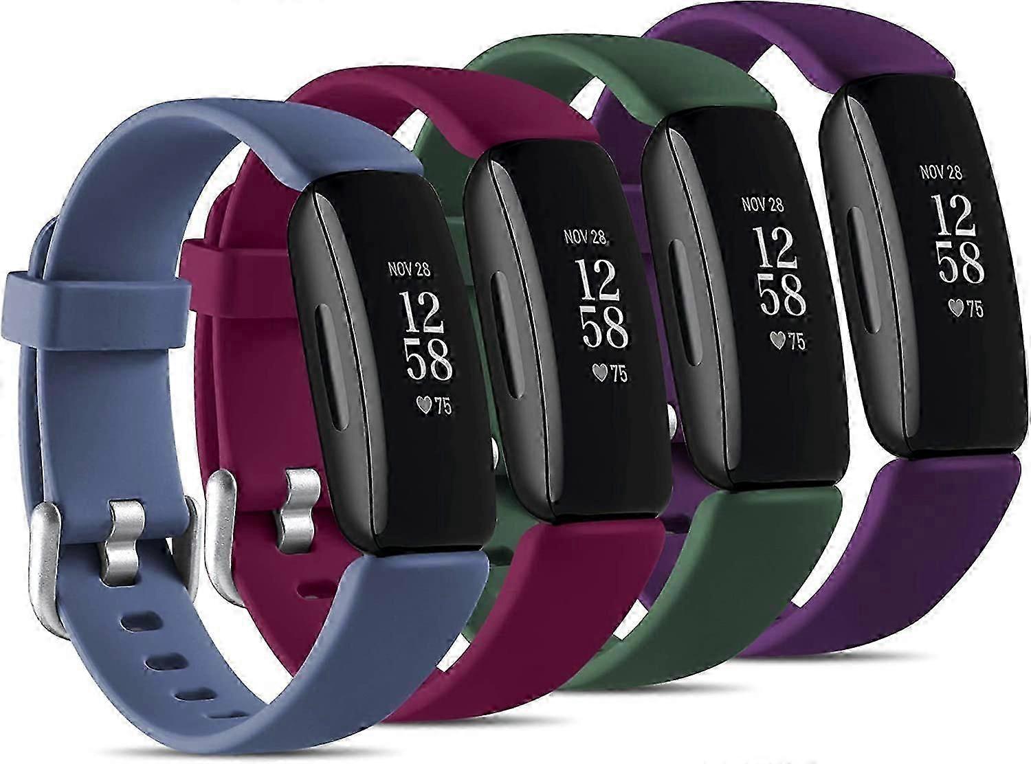 [4 حزمة]  متوافق مع فيتبيت إنسباير 2 باند للنساء الرجال ، سوار سيليكون ناعم لتعقب اللياقة البدنية إنسباير 2 ، برقوقي / أخضر / أزرق رمادي / فوشيا صغير