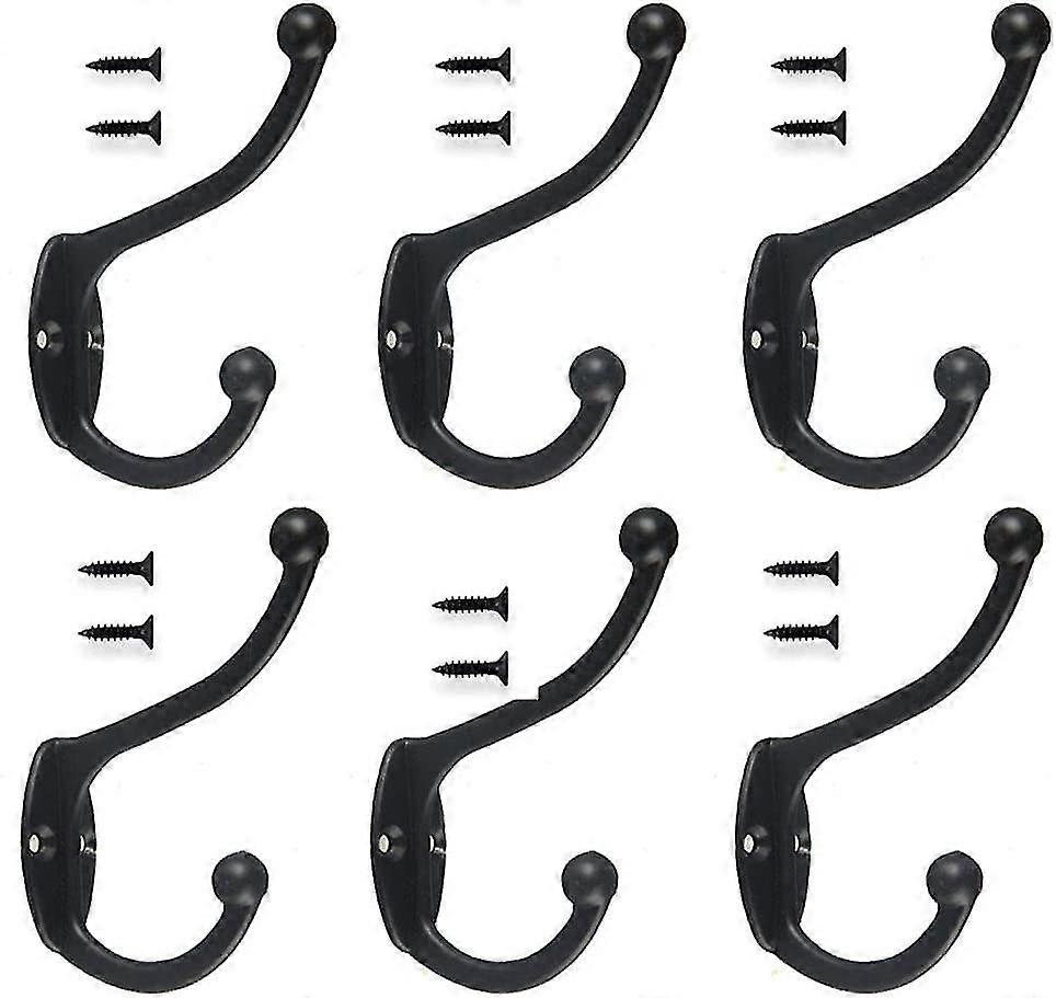 Antique Hooks, 6 Pieces Retro Coat Hooks, Vintage Hooks, Towel Hooks Clothes Hooks Hat Hooks For Bathroom Kitchen Coat Hooks (black)