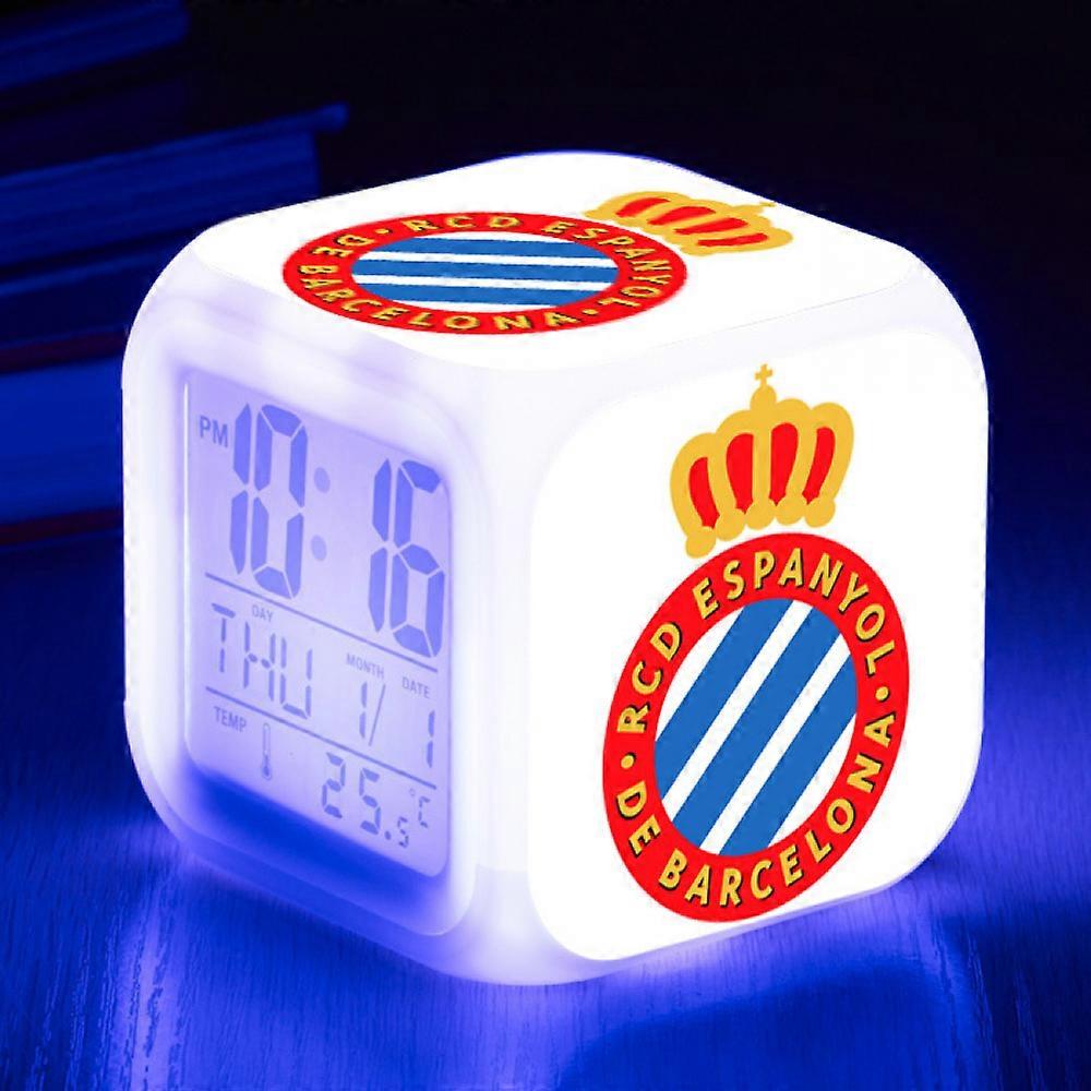 LED electronic alarm clock, colorful square alarm clock, 3-sided color pattern clock