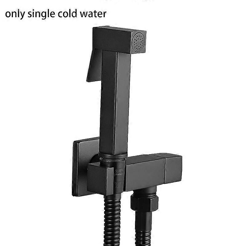 Brass Bidet Faucet Single Cold Water Tap Handheld Bidet Spray Shower Set Toilet Shattaf Sprayer Douche Hygienic Shower Black