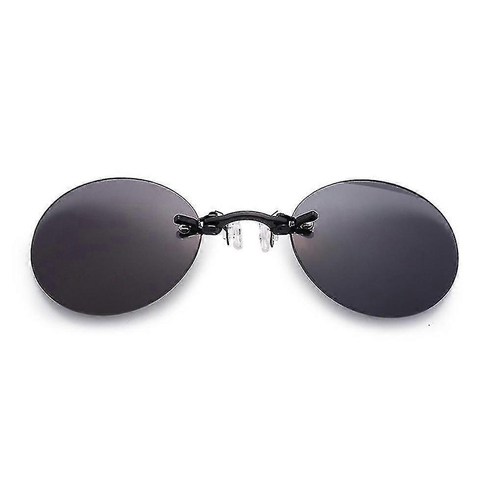 Retro Round Clip On Nose Glasses Matrix Morpheus Movie Rimless Sunglasses
