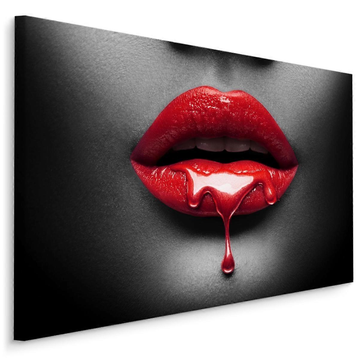 Canvas Print Rode Lipgloss Op Lippen 3D Effect Abstract