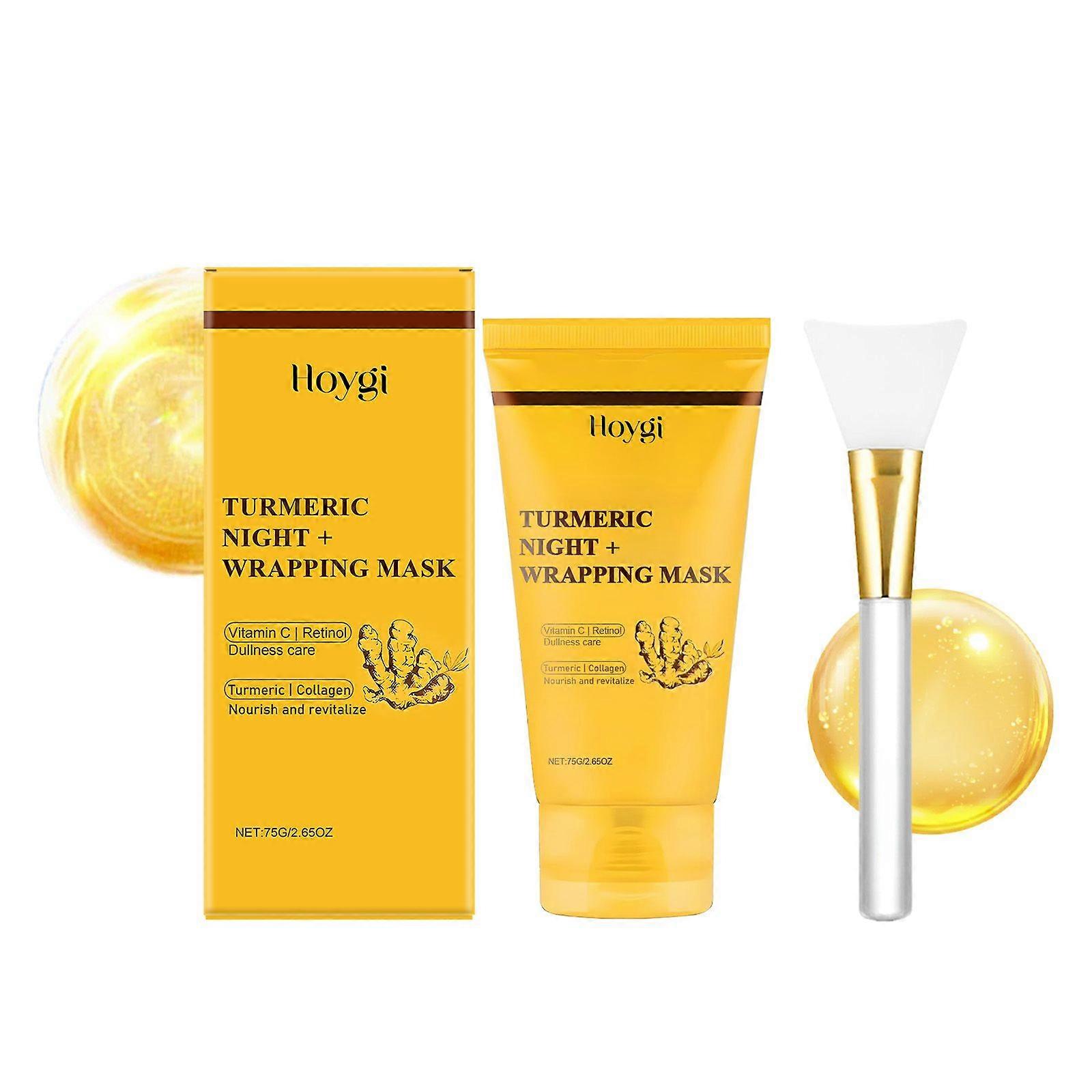 Turmeric Night Wrapping Mask Peel Off Face Mask, Collagen Night Wrapping Mask Overnight - Deeply Hydrates & Firming & Glowy & Elasticity & Hydration C