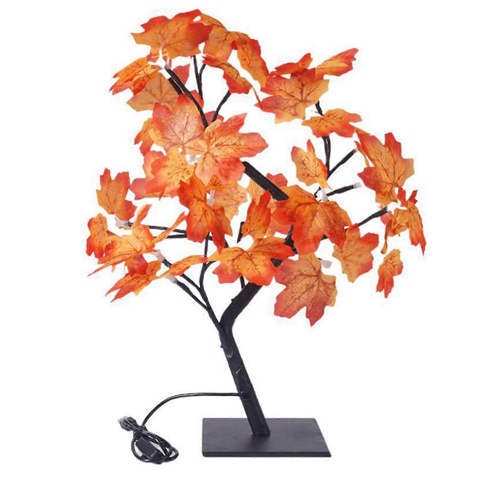 Simulation Maple Tree Lamp USB Decorative LED Table Light Adjustable Branches DIY Thanksgiving Room