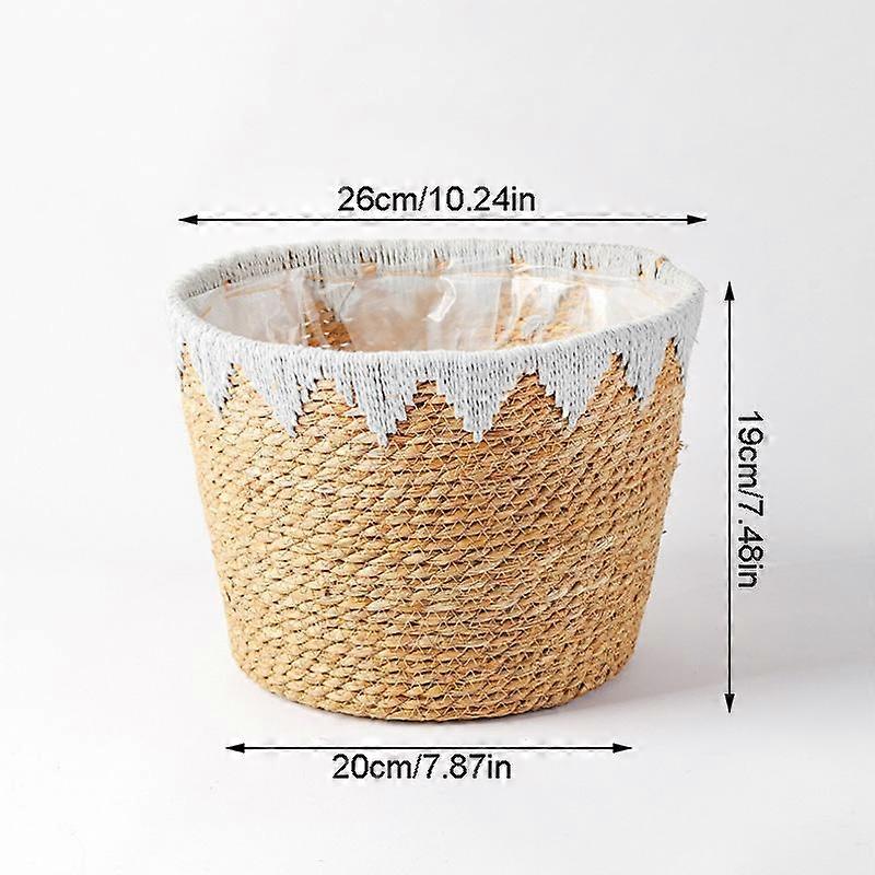 1 st förvaringskorg korg plantering vävd rotting blomkruka halm vävning växtkrukor trädgård