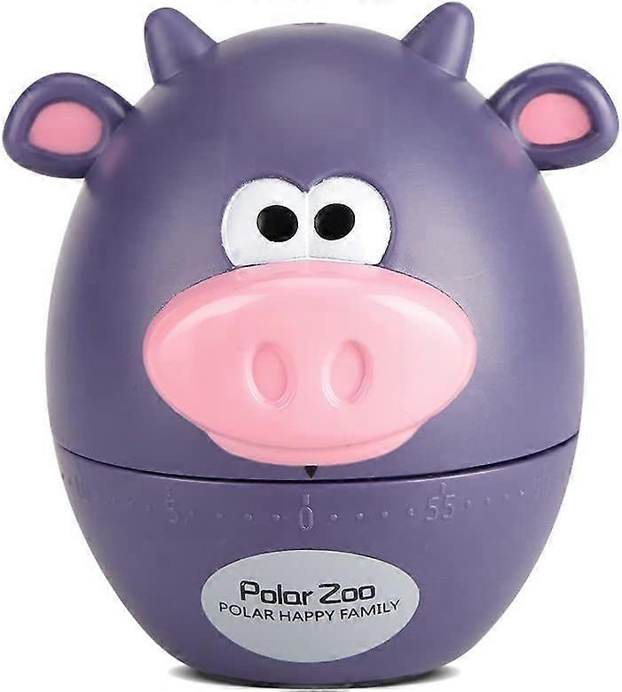 Kitchen Timer Mini Animal Timer Countdown Cooking Supplies 55-Minute Mechanical(#Purple Cattle)