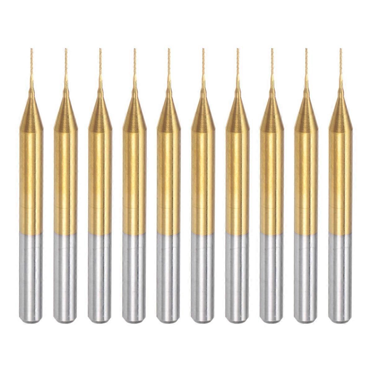10PCS Titanium Coat Carbide For PCB Machine, 1/8 Inch Shank 0.4Mm