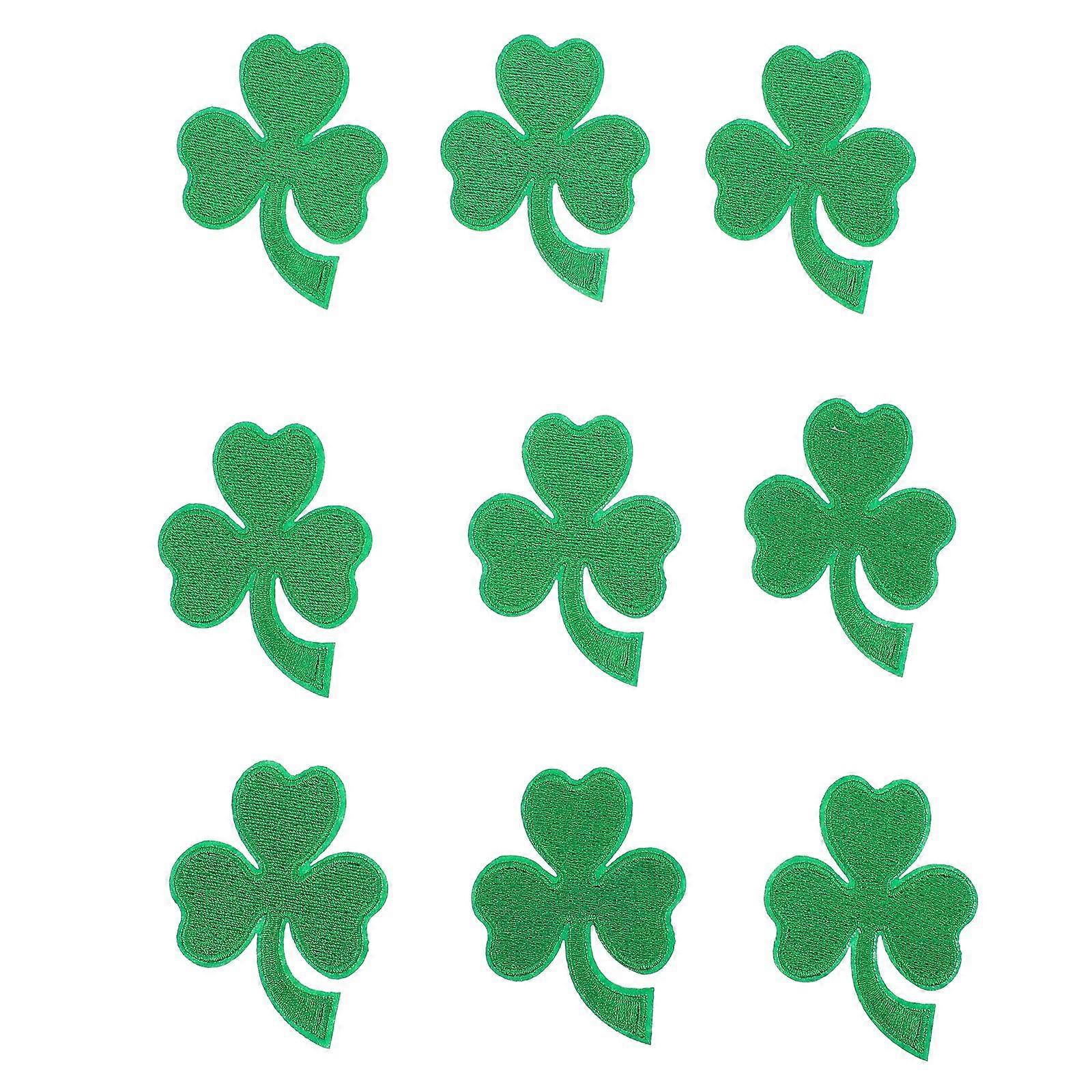 9pcs St. Patrick's Day Patch Stickers Shamrocks Embroidery Decorative Cloth Patch