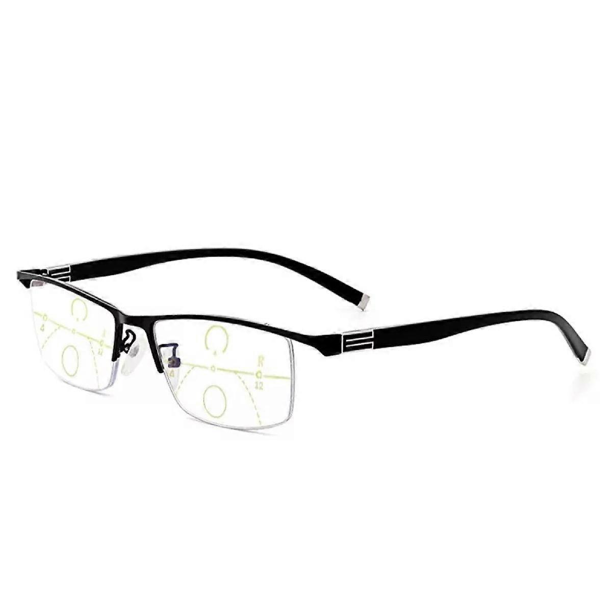 Multifocal Computer Readers, Enhanced Vision Protection Titanium Progressive Readers, Clear Thin Healthy Resin Lens, Available in 5 Degrees